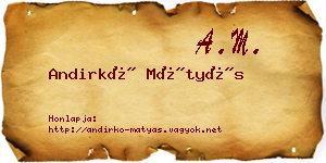 Andirkó Mátyás névjegykártya